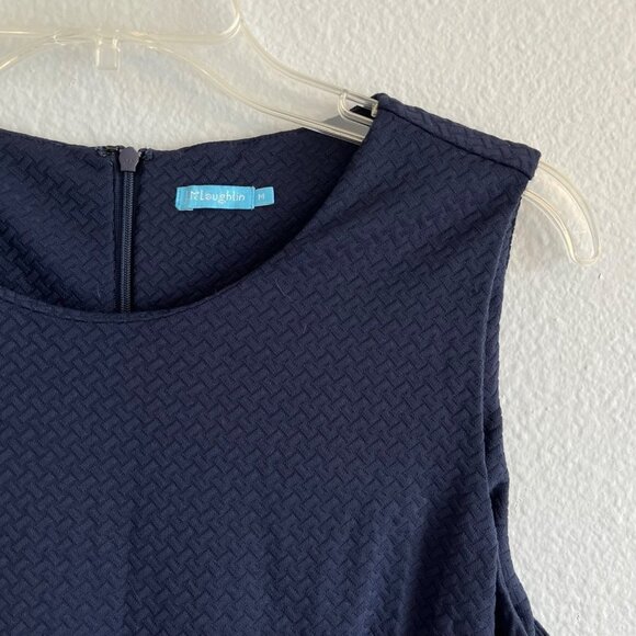 J McLaughlin Darcy Dress‎ Navy Herringbone Textured Bodycon Knee Length Size Med - Picture 3 of 11